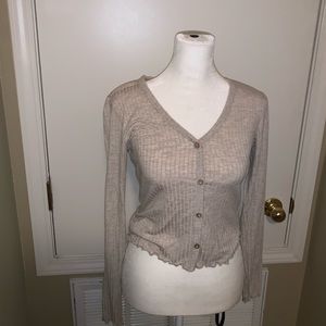 Loose faux button up crop top